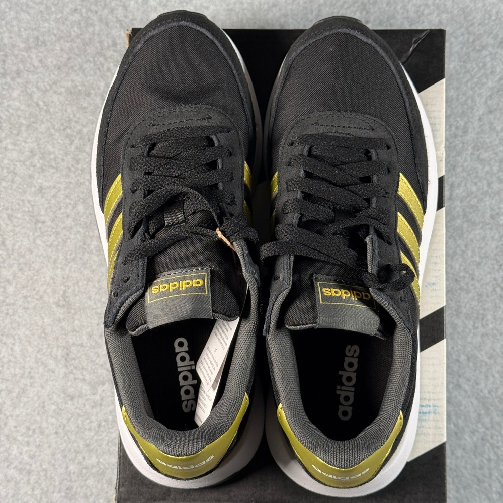 Adidas Run 60s 2.0 Black Gold Women's 7 Retro Running Sneakers NIB - Picture 7 of 8